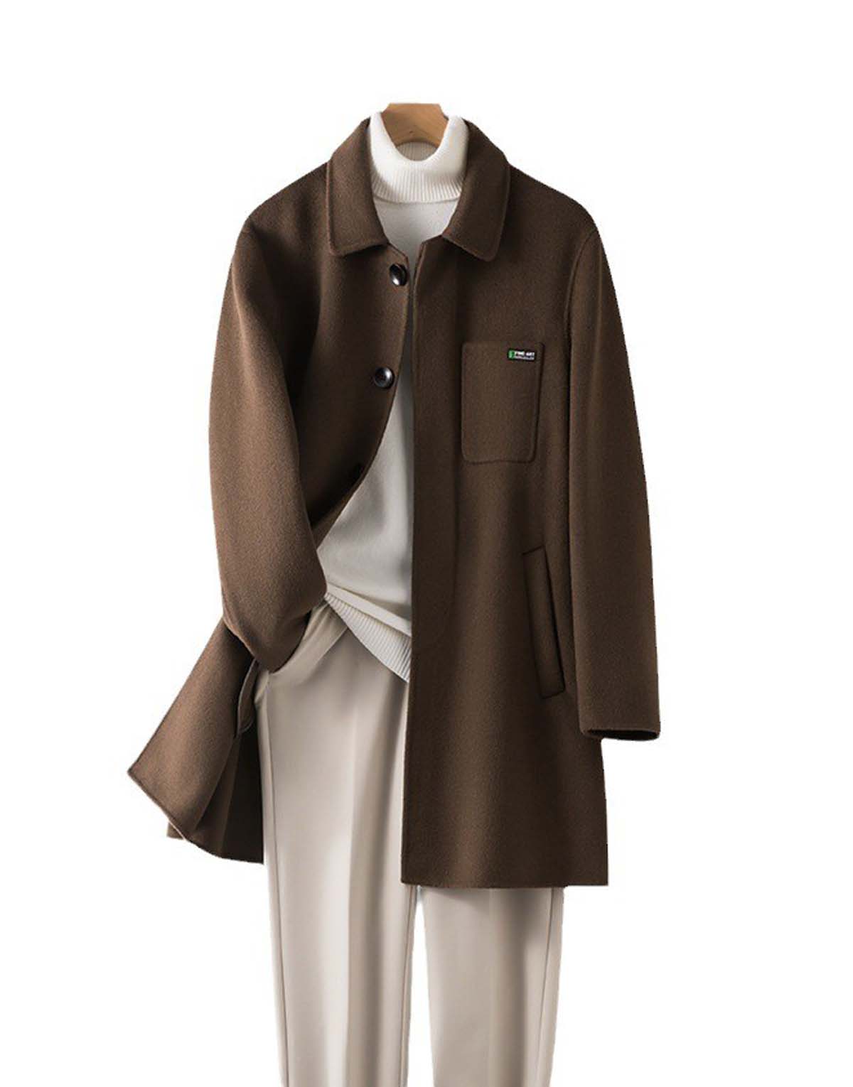 Double-sided Wool Handmade Coat-w9006